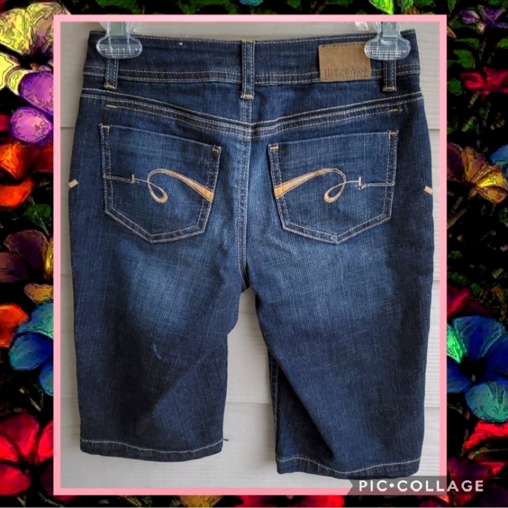 Limited Too 14 Slim Indigo Denim Dark Wash 5-pocket Fitted Bermuda Shorts - Picture 7 of 8
